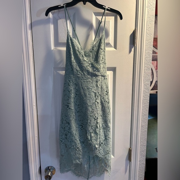Lulu's Lace Midi Dress in Soft Blue - Picture 1 of 10